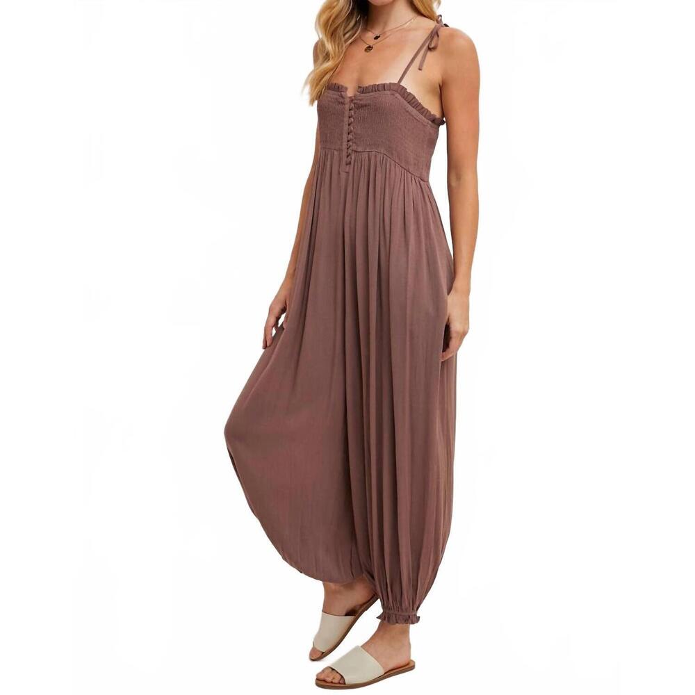 NEW BLUIVY shoulder tie jumpsuit in mocha - Picture 7 of 8